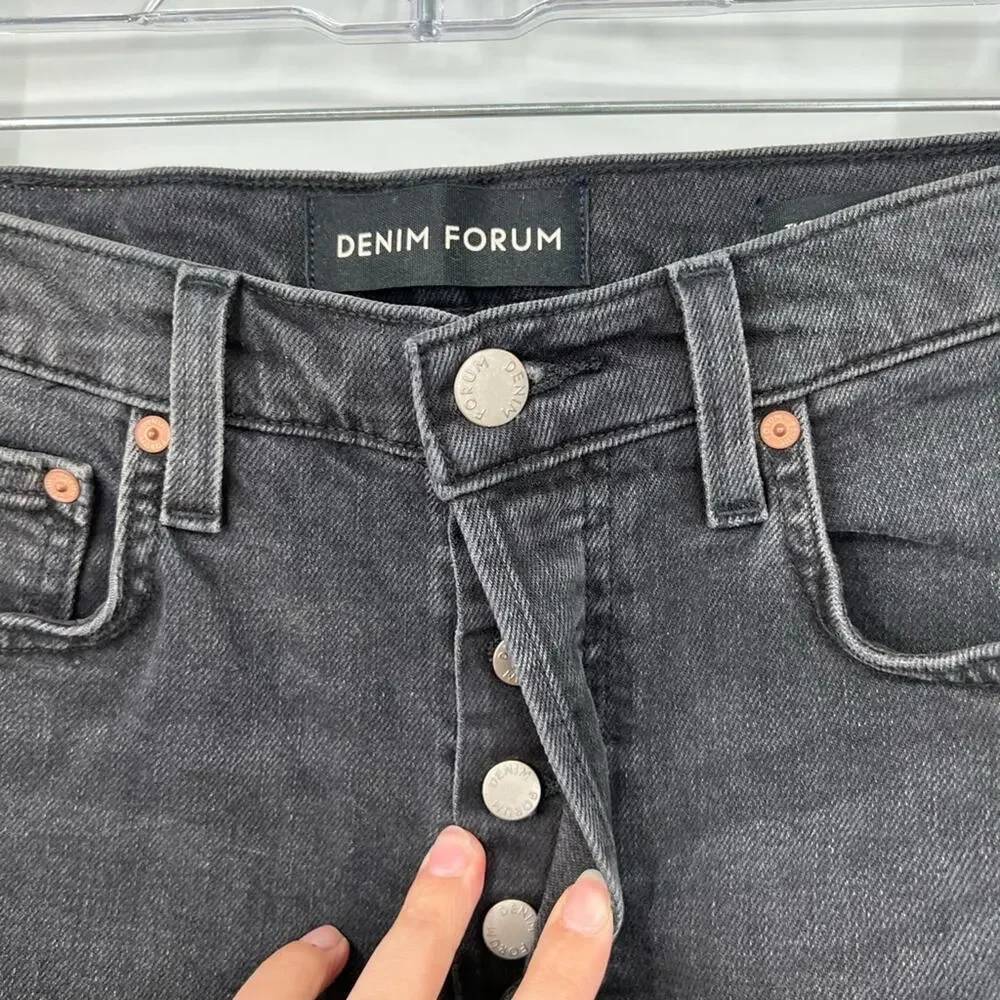 Denim Forum Aritzia The Yoko Bermuda Denim Shorts Button Fly